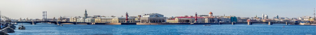Стрелка Васильевского острова, Дворцовый и Биржевой мосты. Панорама Санкт-Петербурга.